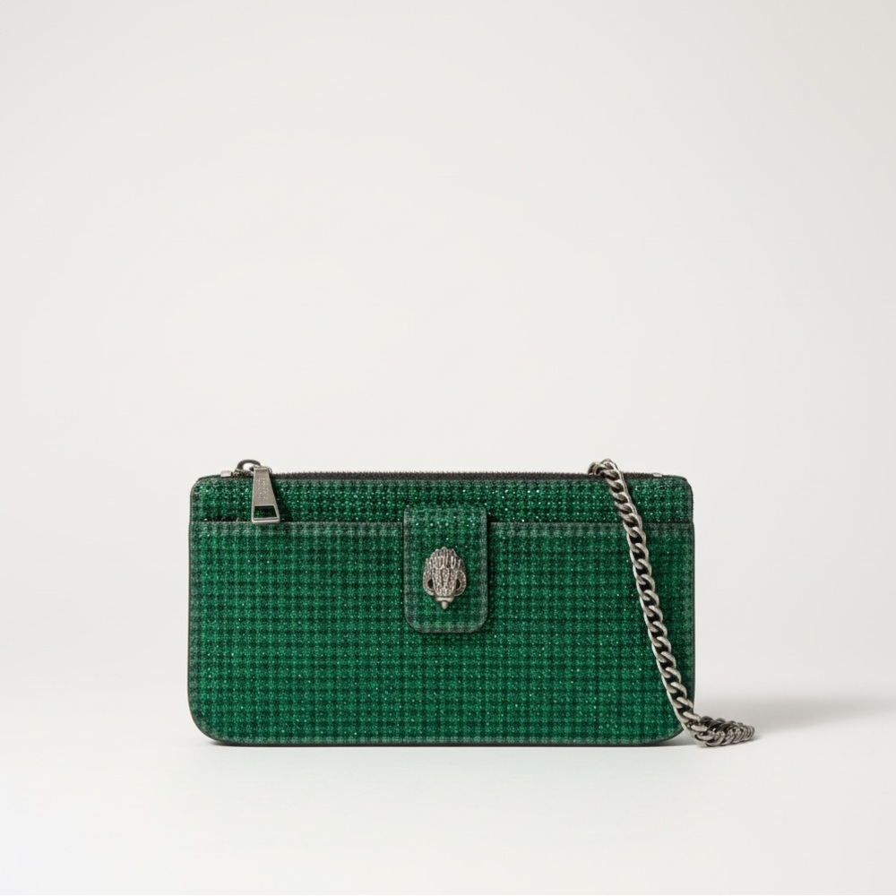 Kurt Geiger  Green Metallic Bag. Can be worn as a clutch or crossbody. EUC.